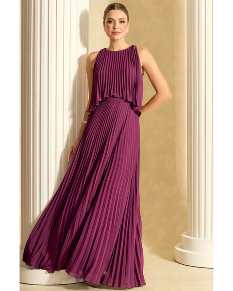 Vestido Guti Plissado Fúcsia 