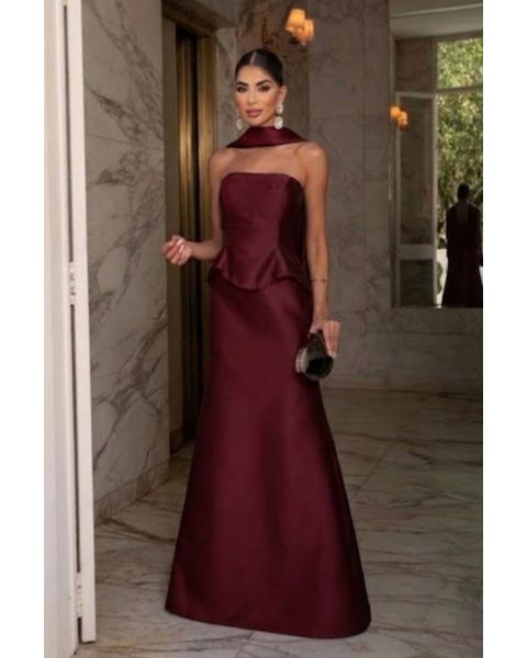 Vestido Peplum Marsala 