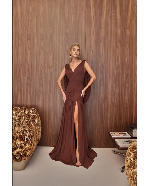 Vestido Clara Klay Marrom