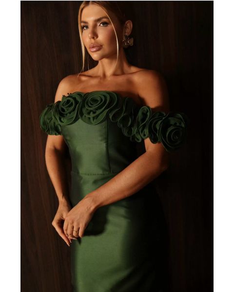 Vestido Flor 3D Oliva