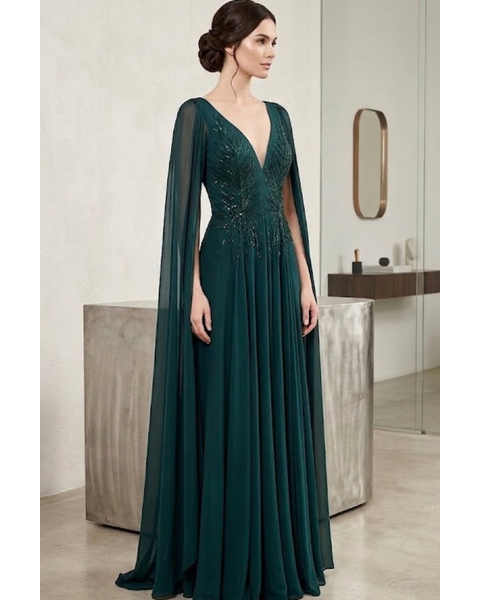 Vestido Bordado com Canutilhos Esmeralda 