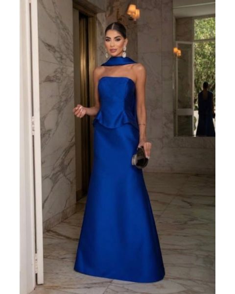 Vestido Peplum Azul Bic 