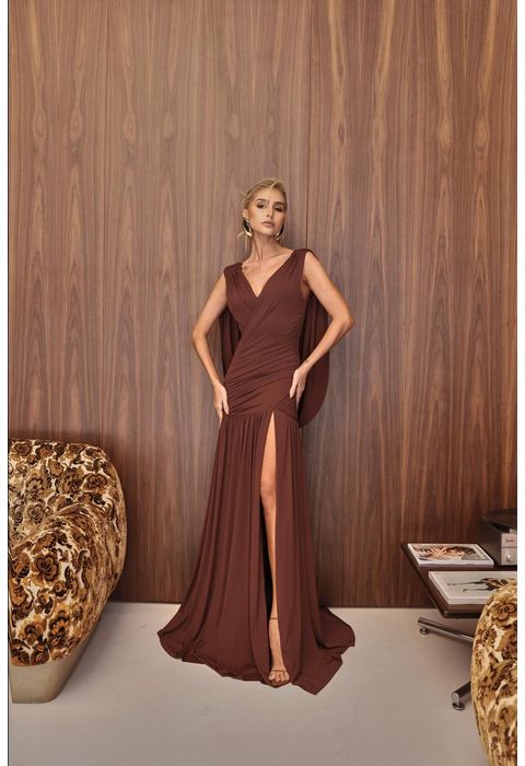 Vestido Clara Klay Marrom