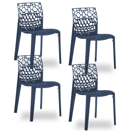 Conjunto com 4 Cadeiras Coral Azul Sóbrio