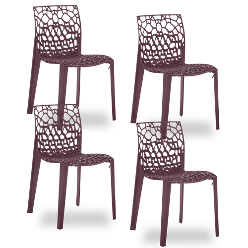 Conjunto com 4 Cadeiras Coral Vinho