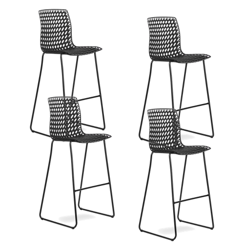 Conjunto com 4 banquetas Moiré All black