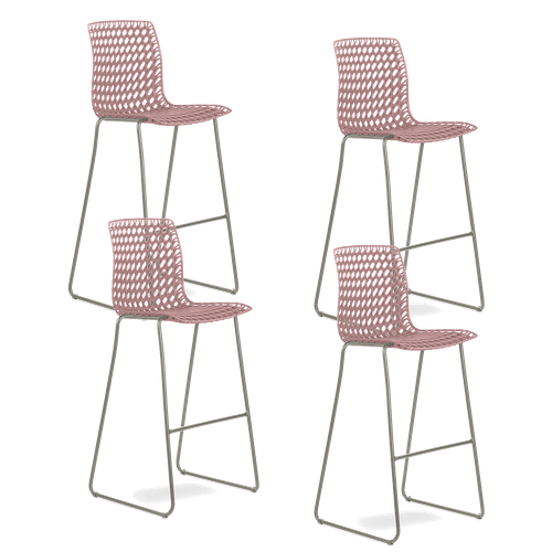 Conjunto com 4 banquetas Moiré Rosé