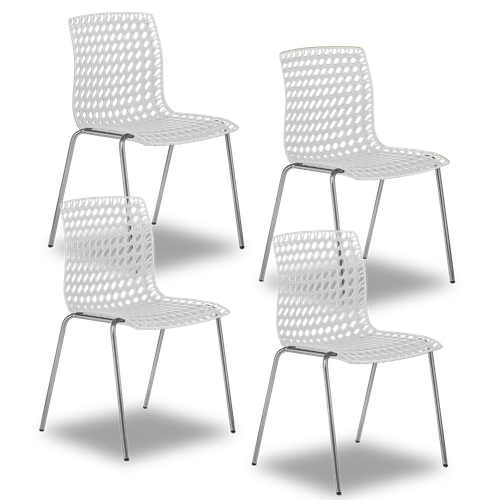Conjunto com 4 Cadeiras Moiré White