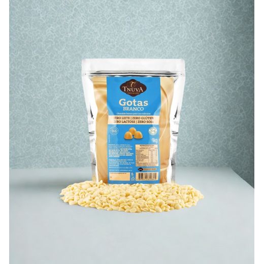 Gotas de Chocolate Branco Zero Açúcar Culinário - 1,01kg - Tnuva