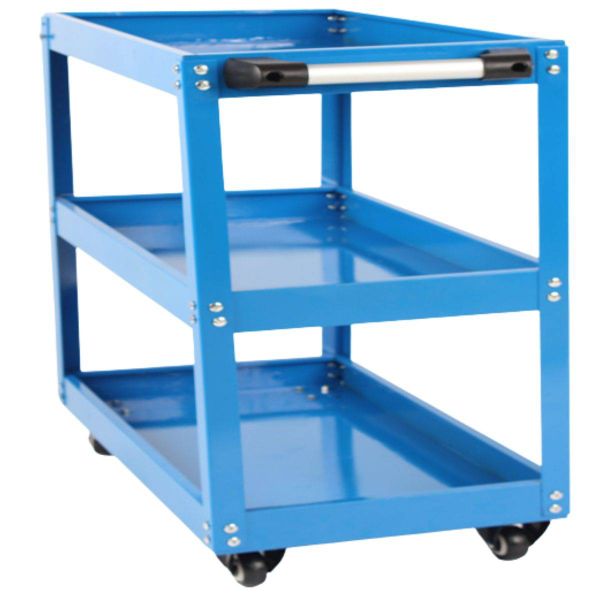 Carrinho De Ferramentas CR-150 Azul 150kg 4 Rodas 3 Bandejas Amplas Organização Prática
