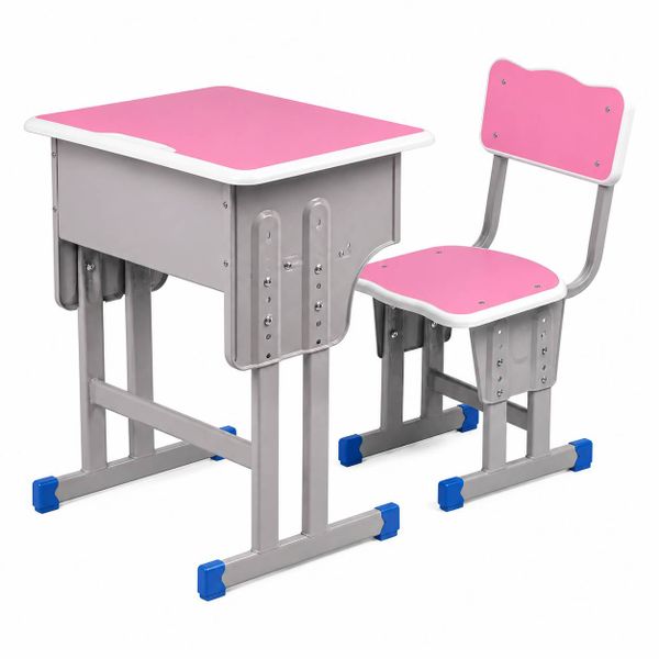 Mesa Escolar Infantil Regulável com Cadeira 3 Alturas Rosa