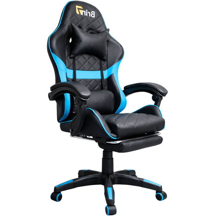 Cadeira Gamer Brin7 Couro Sintético Preto Azul