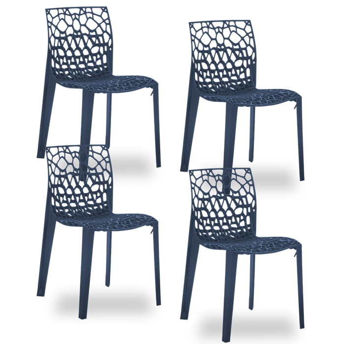 Conjunto com 4 Cadeiras Coral Azul Sóbrio