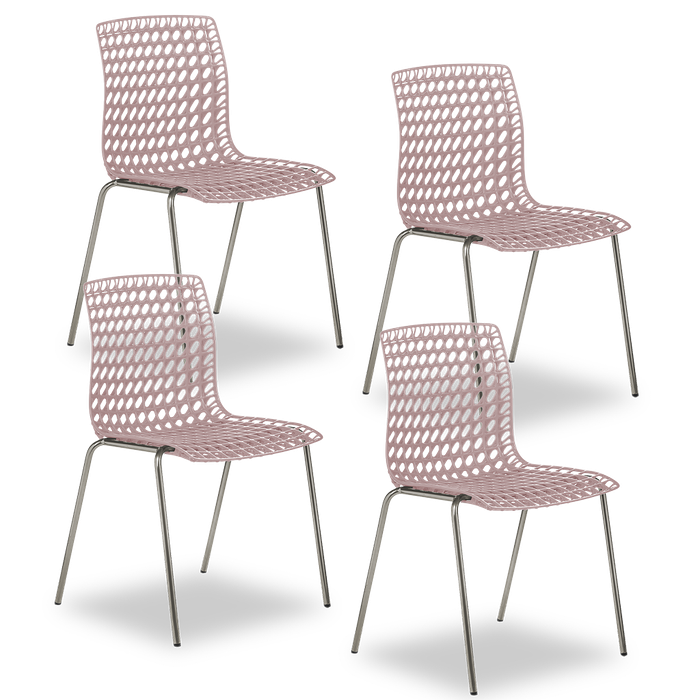 Conjunto com 4 Cadeiras Moiré Rosé