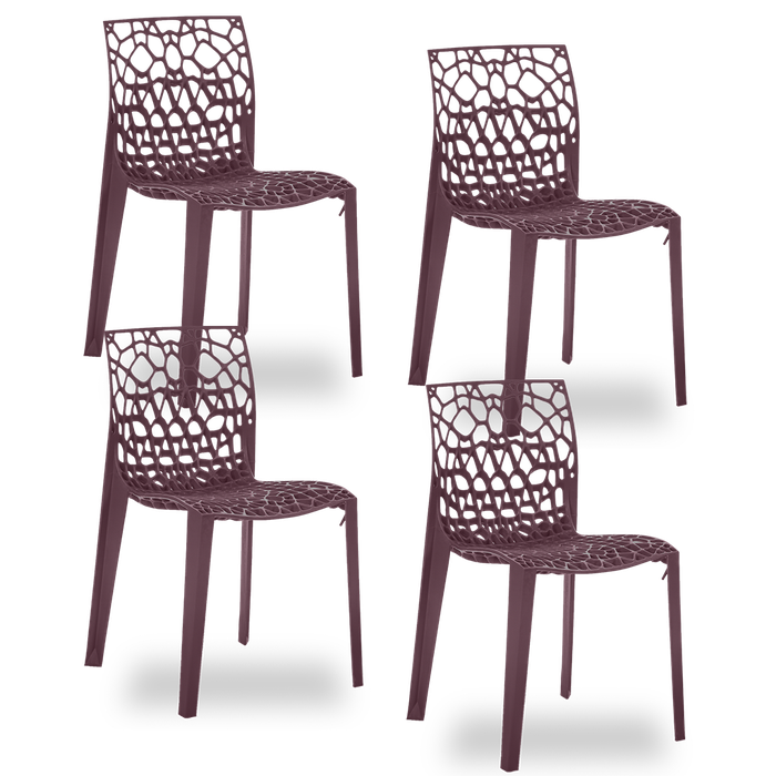 Conjunto com 4 Cadeiras Coral Vinho