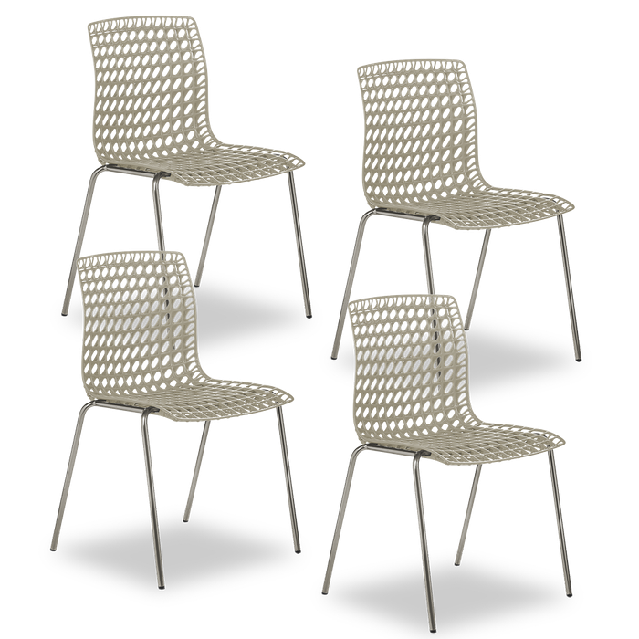 Conjunto com 4 Cadeiras Moiré Areia