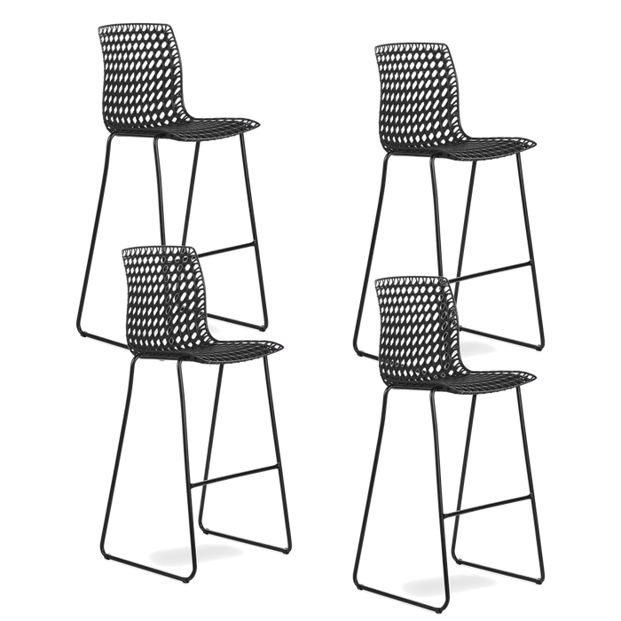Conjunto com 4 banquetas Moiré All black