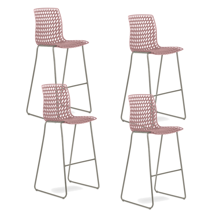 Conjunto com 4 banquetas Moiré Rosé