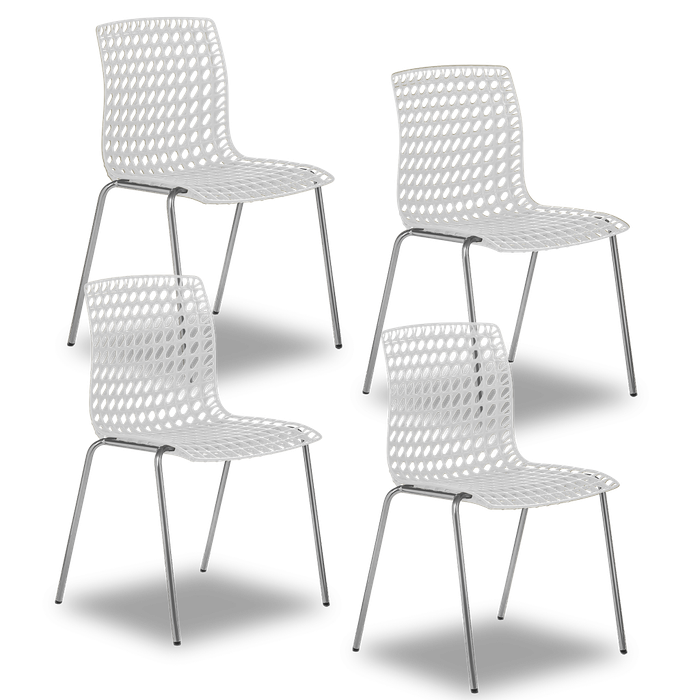 Conjunto com 4 Cadeiras Moiré White