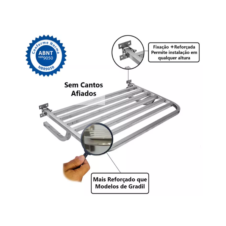 Banco Articulado para Banho em Inox 45x70cm NBR 9050 Proflux 113.002