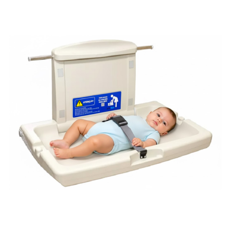 Fraldario Trocador de Fraldas Banheiro Publico Polietileno Cinza Aviso em Português Proflux 51.310