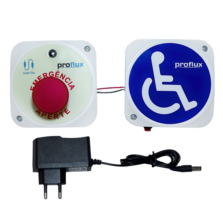 Alarme Banheiro PNE PCD NBR9050 Audiovisual com Borne para Fio Proflux 69.143