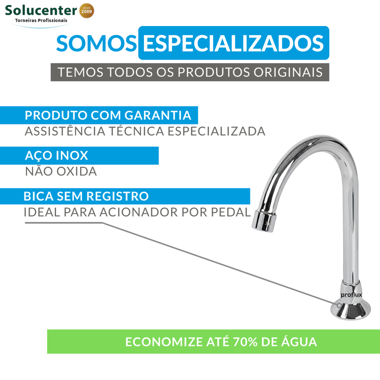 Torneira Hospitalar de Mesa sem registro de inox torneira pedal Média 51.097