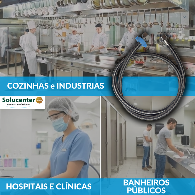 Engate Flexível Inox Trançado 1,20m 1/2 Alta Pressão Água Quente e Fria Proflux 51.527