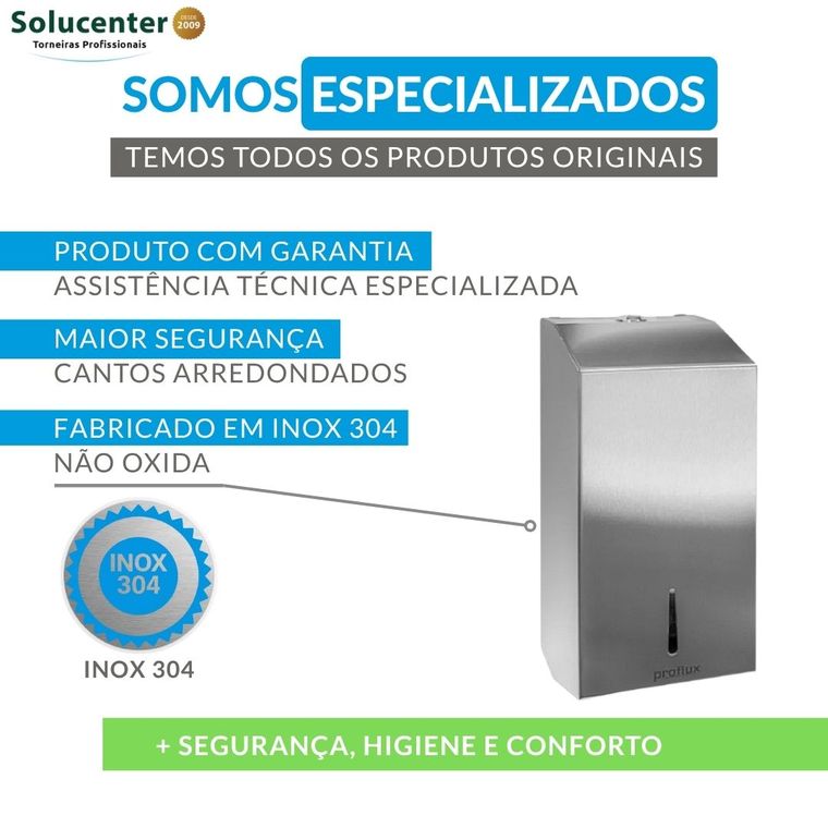 Kit Dispenser Papel Toalha e Papel Higiênico Cai Cai Inox 304 Proflux 51.547