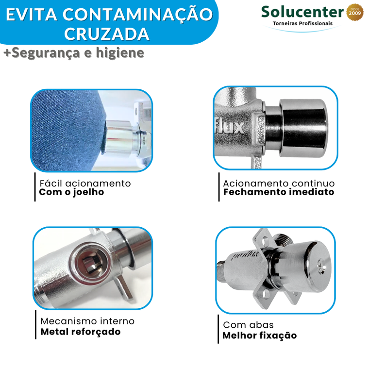 Valvula para Assepsia Acionamento Continuo de Embutir Com Abas Para Torneira Proflux 51.537 