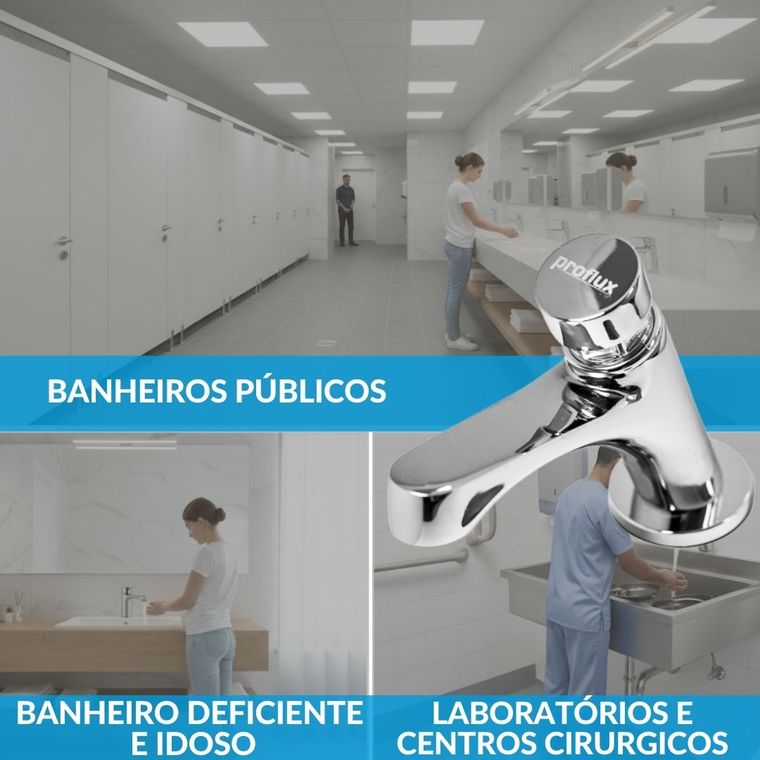 Torneira Temporizada Automática Lavatório Inclinada Antivandalismo Proflux 21.115