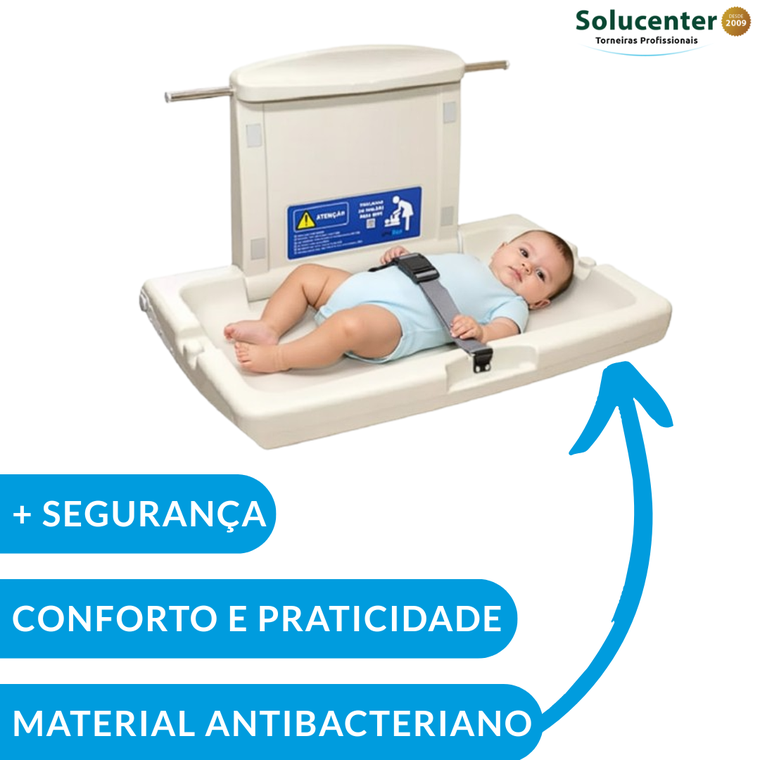 Fraldario Trocador de Fraldas Banheiro Publico Polietileno Cinza Aviso em Português Proflux 51.310