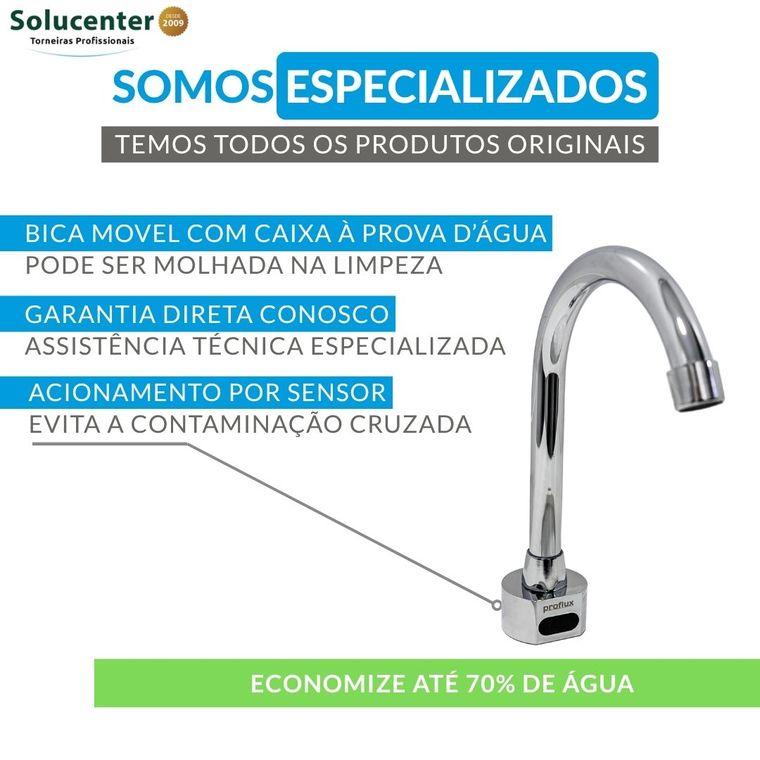 Kit Torneira Sensor Proflux + Saboneteira Automática + Dispenser Papel Inox Proflux 51.548