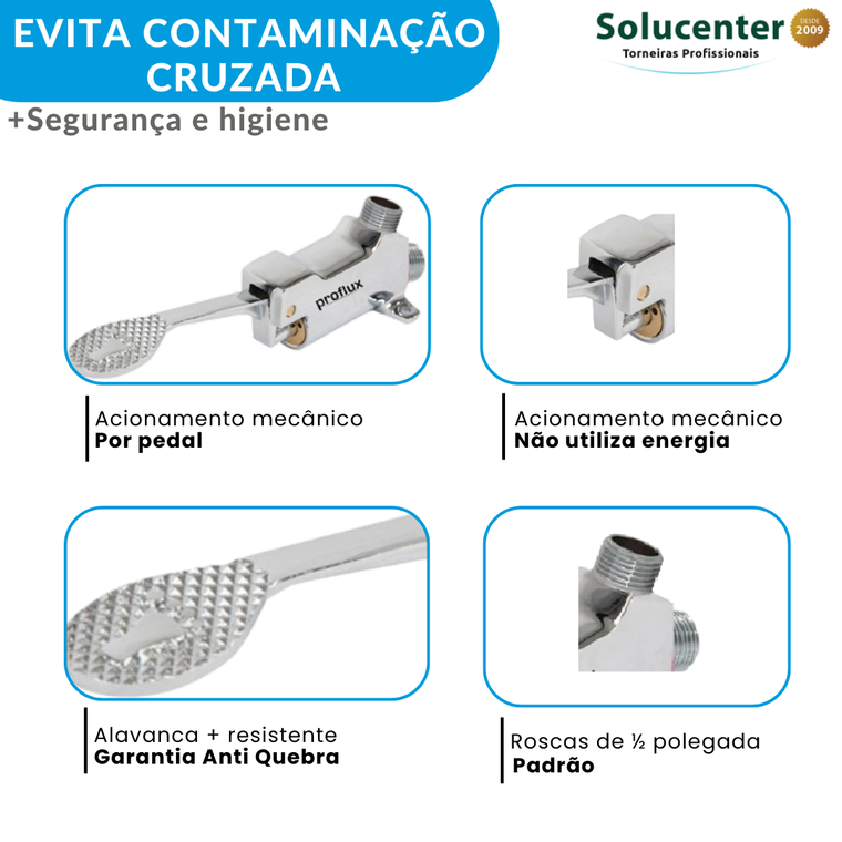 Torneira Engates e Pedal Alavanca Inox304 P/ Produção Proflux 51.457
