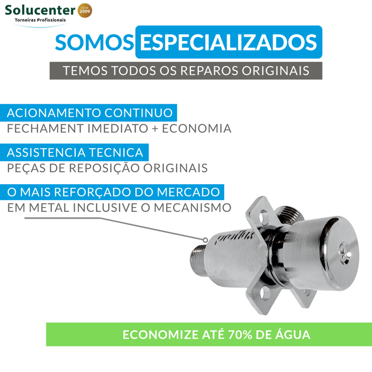 Valvula para Assepsia Acionamento Continuo de Embutir Com Abas Para Torneira Proflux 51.537 