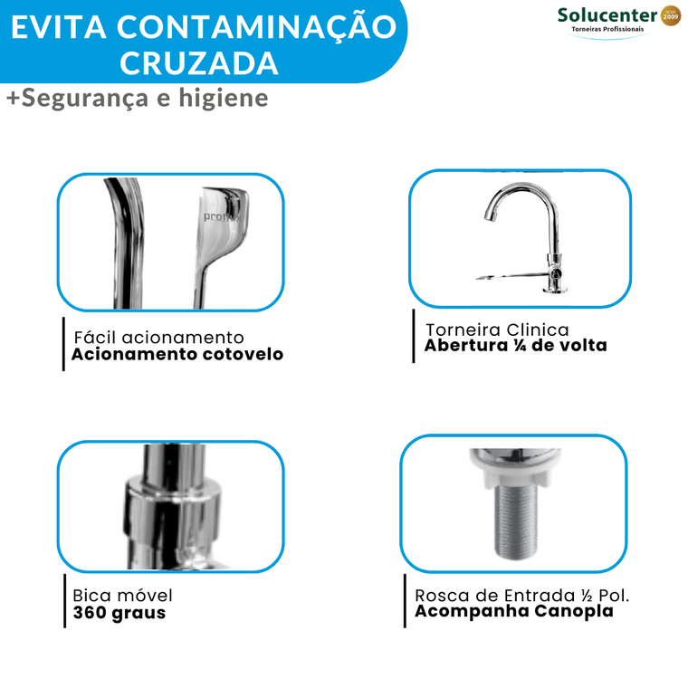 Torneira Clínica Mesa Lavatório ABS Alavanca Bica Móvel - 21.108