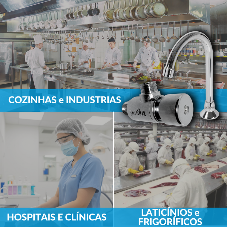 Kit Acionador Joelho Assepsia com Bica Aço inox 304 Proflux 51.551