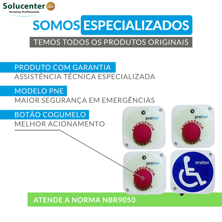 ALARME BANHEIRO PNE 3 BOTOES C/ LAMPADA CONF NBR9050 PROFLUX 69.146