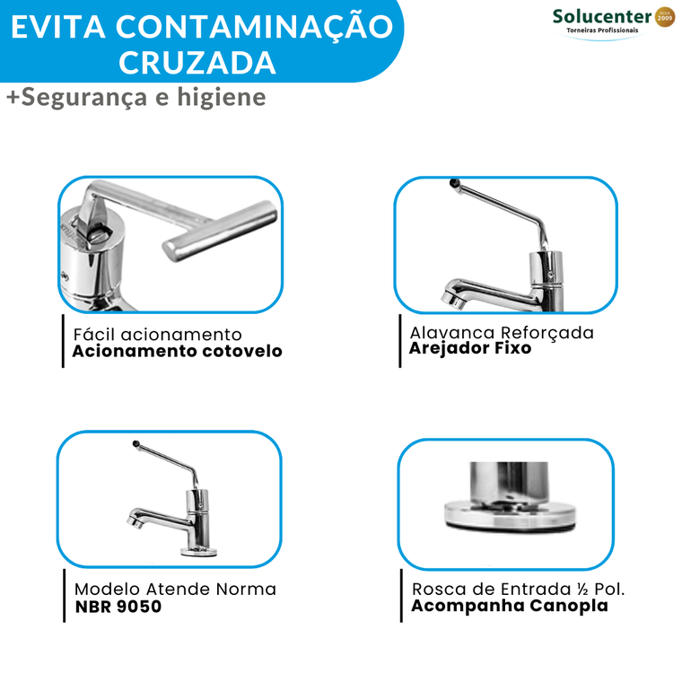 Torneira Deficiente Pne Automática Alavanca Nbr 9050 Proflux - 21.113