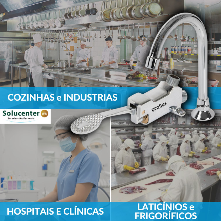 Torneira Com Pedal Antiderrapante Inox 304 P/ Produção Proflux 51.463