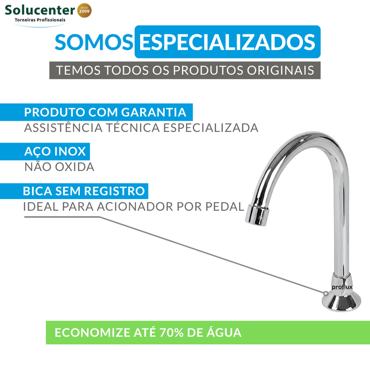 Torneira Com Pedal Antiderrapante Inox 304 P/ Produção Proflux 51.463