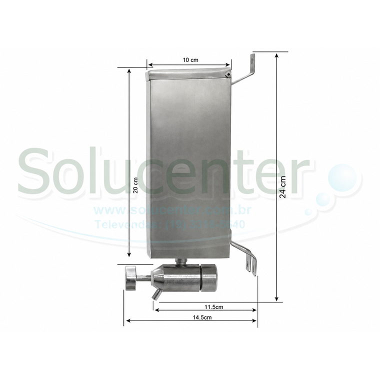 Saboneteira / Dispenser de pressão industrial Inox 1800 ml Inox 304 Proflux - (51.034)
