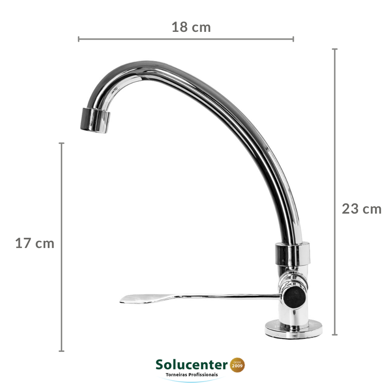 Torneira Clínica Alavanca Bica Móvel Cozinha Mesa ABS Proflux 21.109