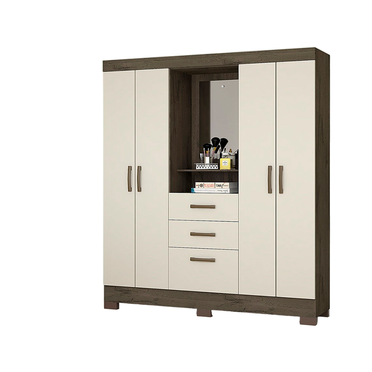 Roupeiro Mirabilis com Pés e Espelho Amendoa Josan