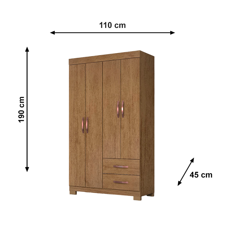 Roupeiro Light Plus 4 Portas com Pé Cinamomo Josan