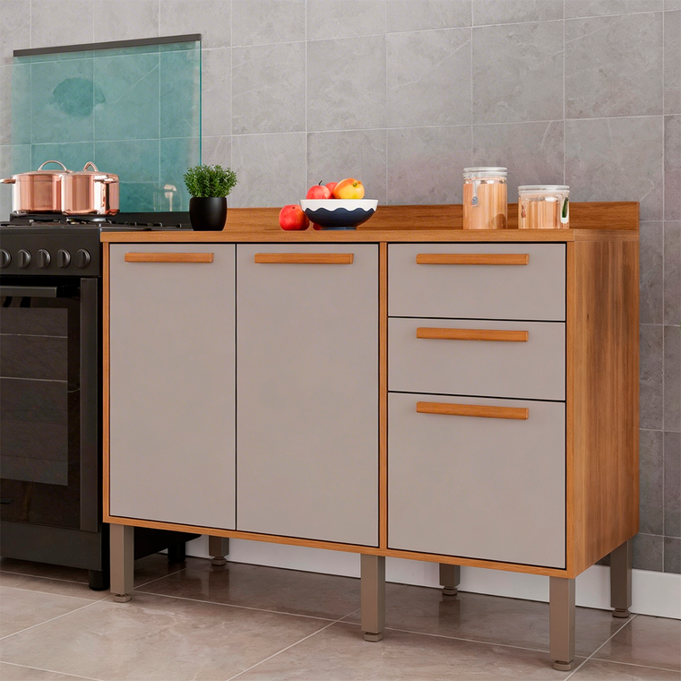 Balcão Cozinha 1,20 Florida Cinamomo/Off Salleto