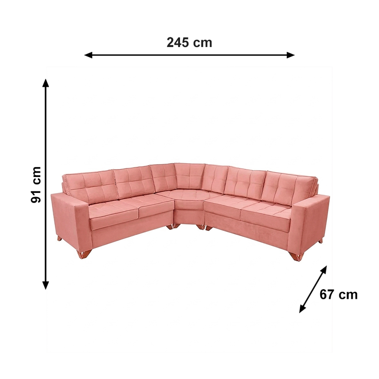 Sofa De Canto Malta Veludo Rose J.A ESTOFADOS
