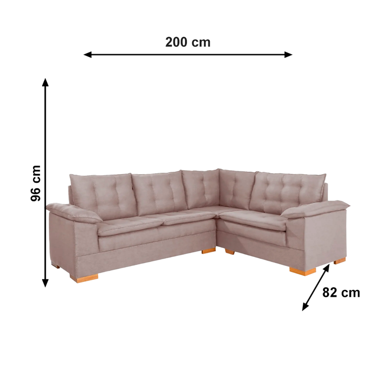 Sofa De Canto Ideale T04 Veludo Castor Jw Estofados