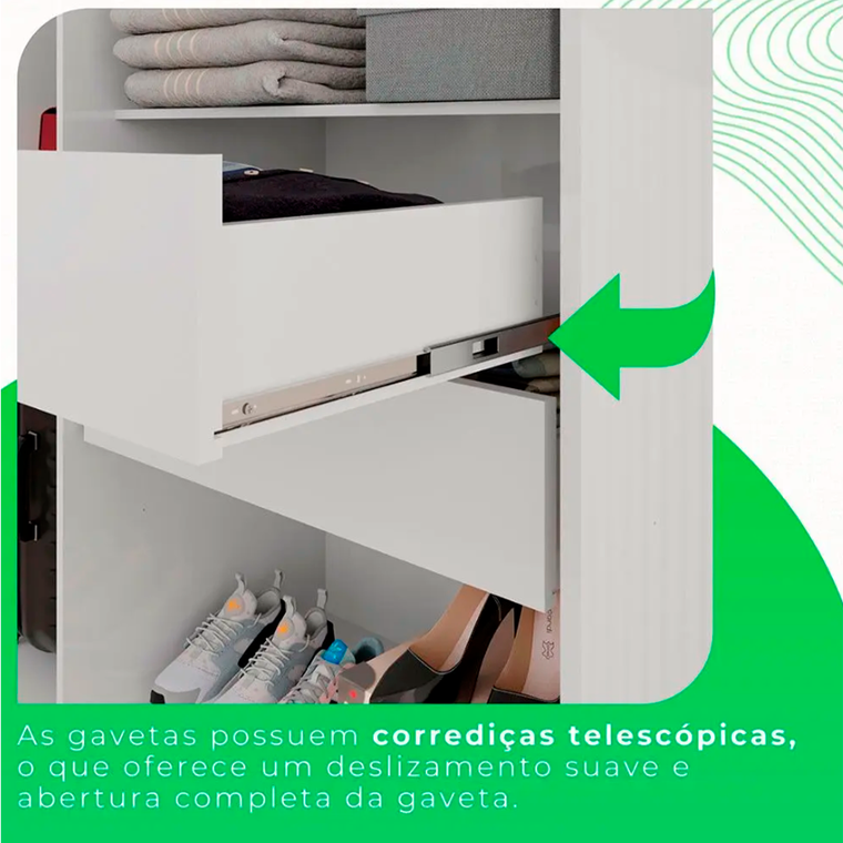 Roupeiro Recife 6 Portas com 8 Pés Branco Salleto