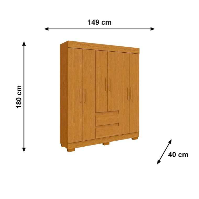 Roupeiro Maya 6 Portas MDP Cinamomo ACP Moveis